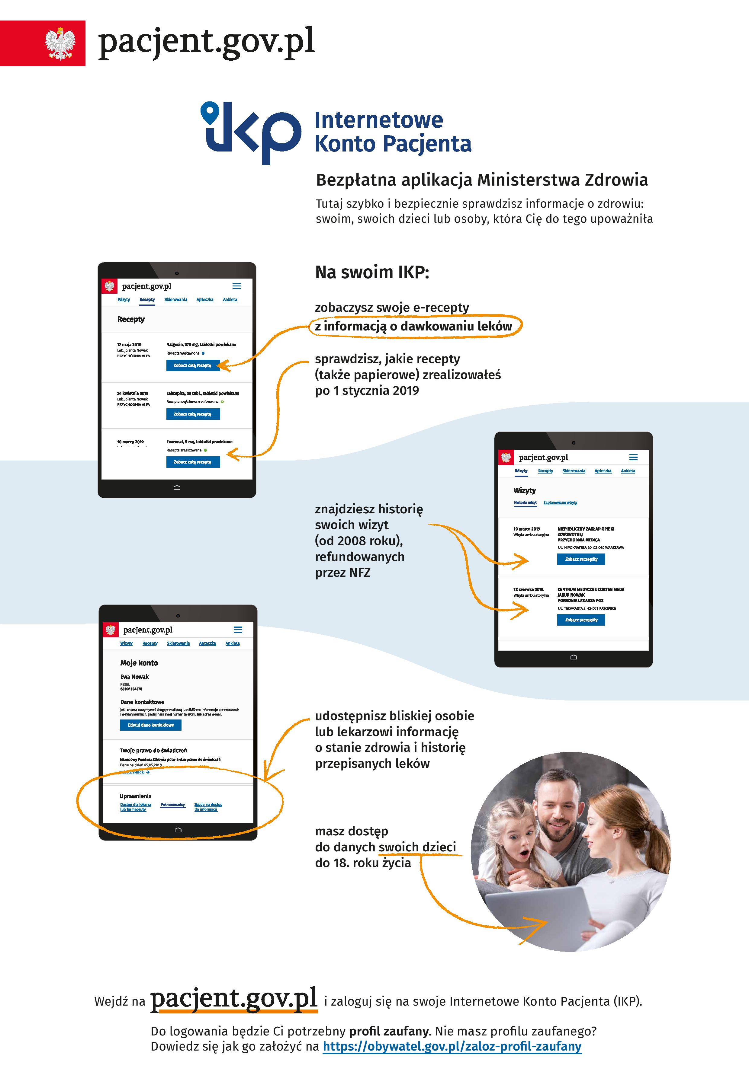 Plakat informacyjny Internetowe Konto Pacjenta aplikacja mobilna