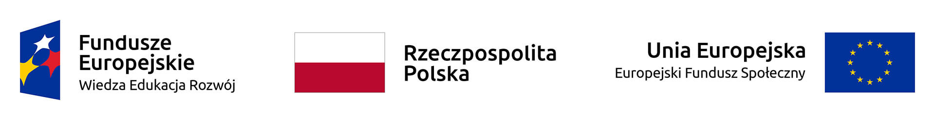 Baner z logotypami: Fundusze Europejskie Wiedza Edukacja Rozwój, Flaga Polski, Flaga Uni Europejskiej