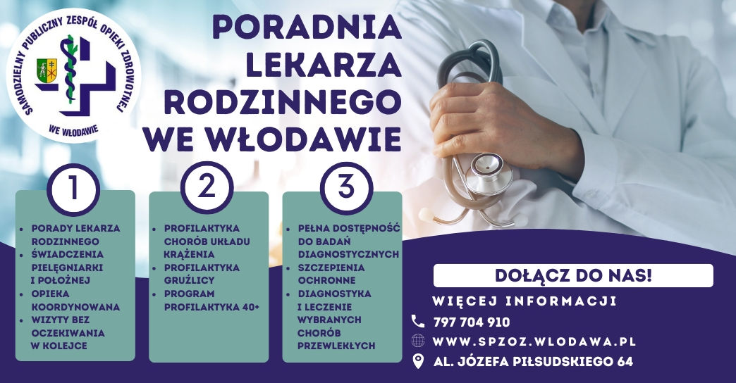 Grafika informacyjna dotycząca POZ we Włodawie