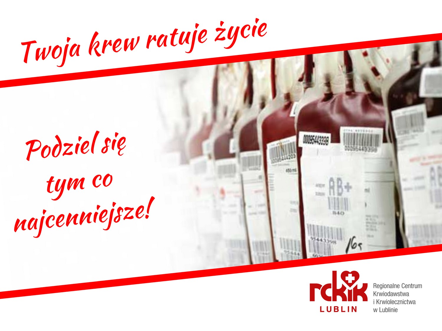 Plakat informacyjny Regionalnego Centrum Krwiodawstwa i Krwiolecznictwa w Lublinie